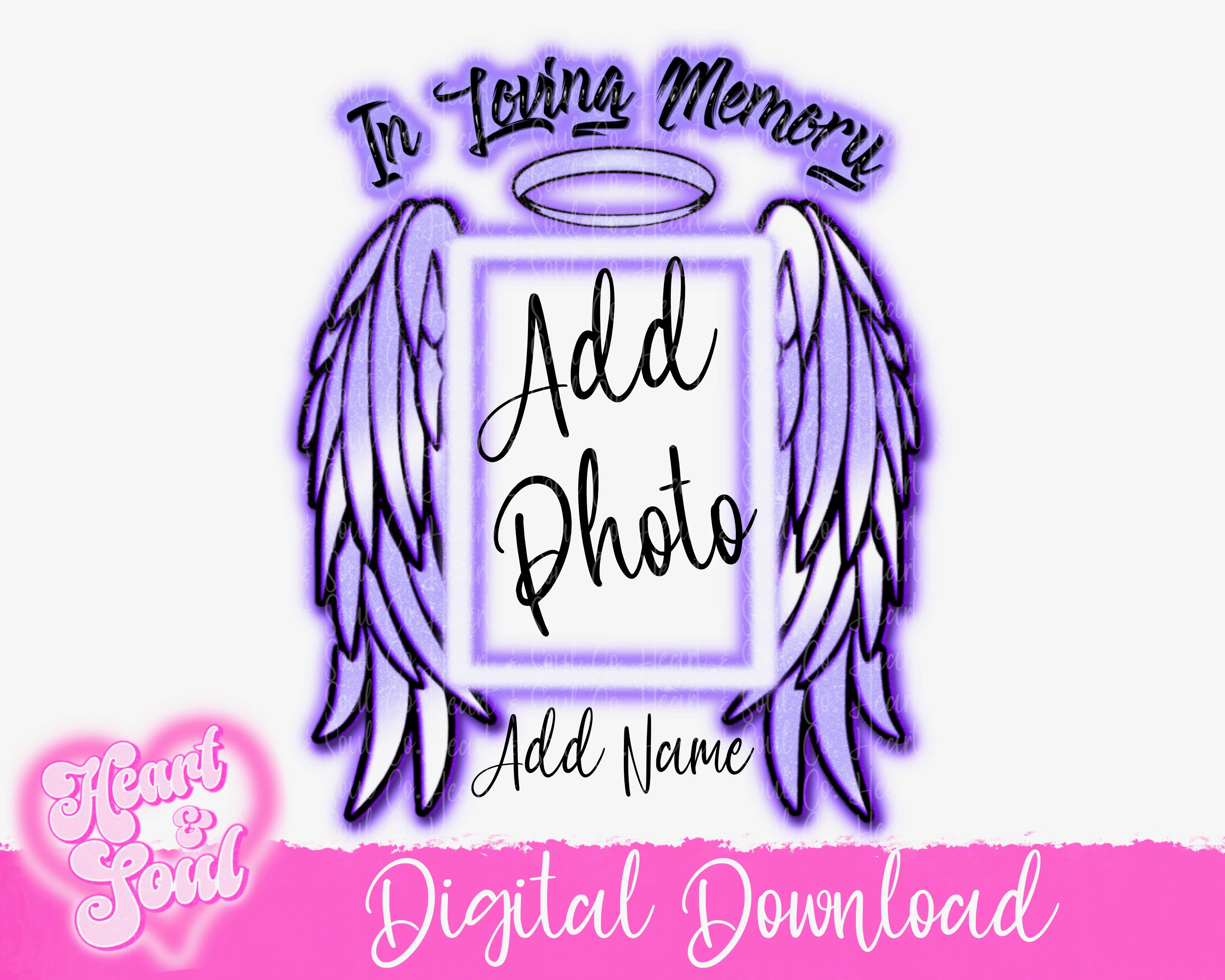 Purple In Loving Memory Airbrush Wings Png- Digital Download