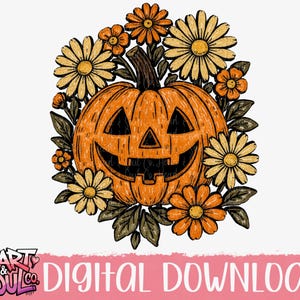 Floral pumpkin png- Halloween Png- Digital Download