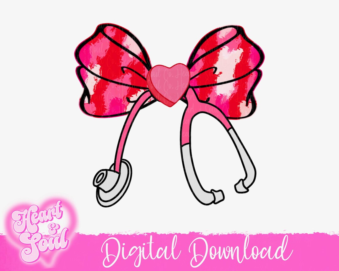 Valentine Nurse Bow PNG – Coquette Stethoscope Design (digital Download ...