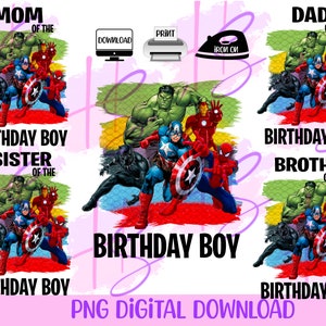 Super Hero Png- Vengers Birthday PnG- Super Hero Birthday PnG- Sublimation- Iron On- DTF