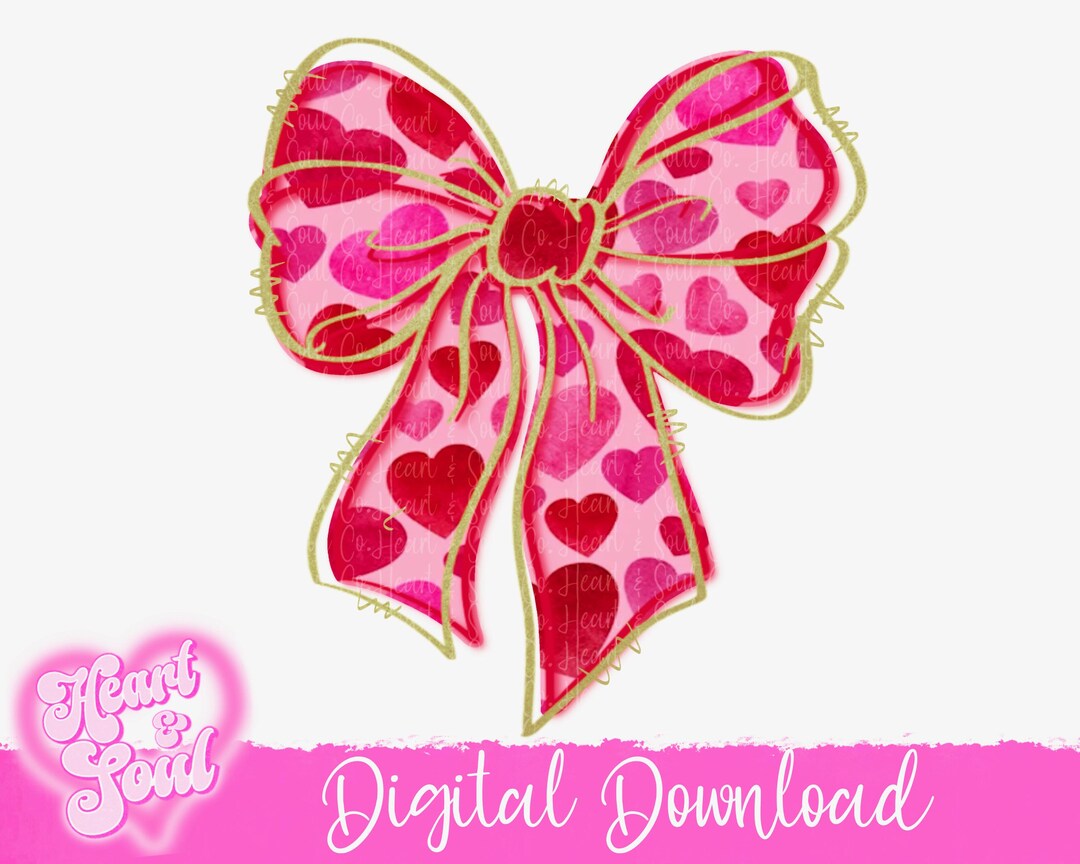 Valentine's Day Heart Bow PNG – Coquette Digital Download - Etsy