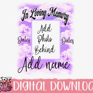 Purple Airbrush Memorial Template- Airbrush In loving Memory Png- Do it yourself template png-Memorial Template- In loving memory frame
