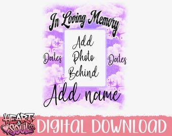 Purple Airbrush Memorial Template- Airbrush In loving Memory Png- Do it yourself template png-Memorial Template- In loving memory frame