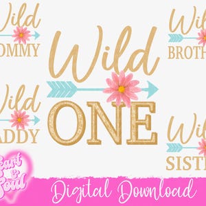 Wild One 1st Birthday Family PNG Bundle – Boho Theme (Digital Download)