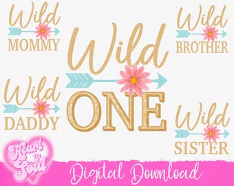 Wild One 1st Birthday Family PNG Bundle – Boho Theme (Digital Download)