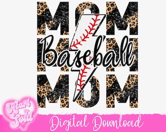 Leopard Baseball Mom PNG – projekt koszulki (pobranie cyfrowe)