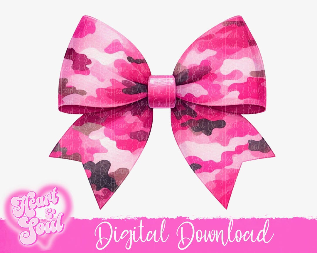 Pink Camo Coquette Bow PNG - Digital Download - Etsy
