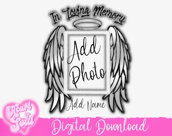 Gray In Loving Memory Airbrush Wings Png- Digital Download
