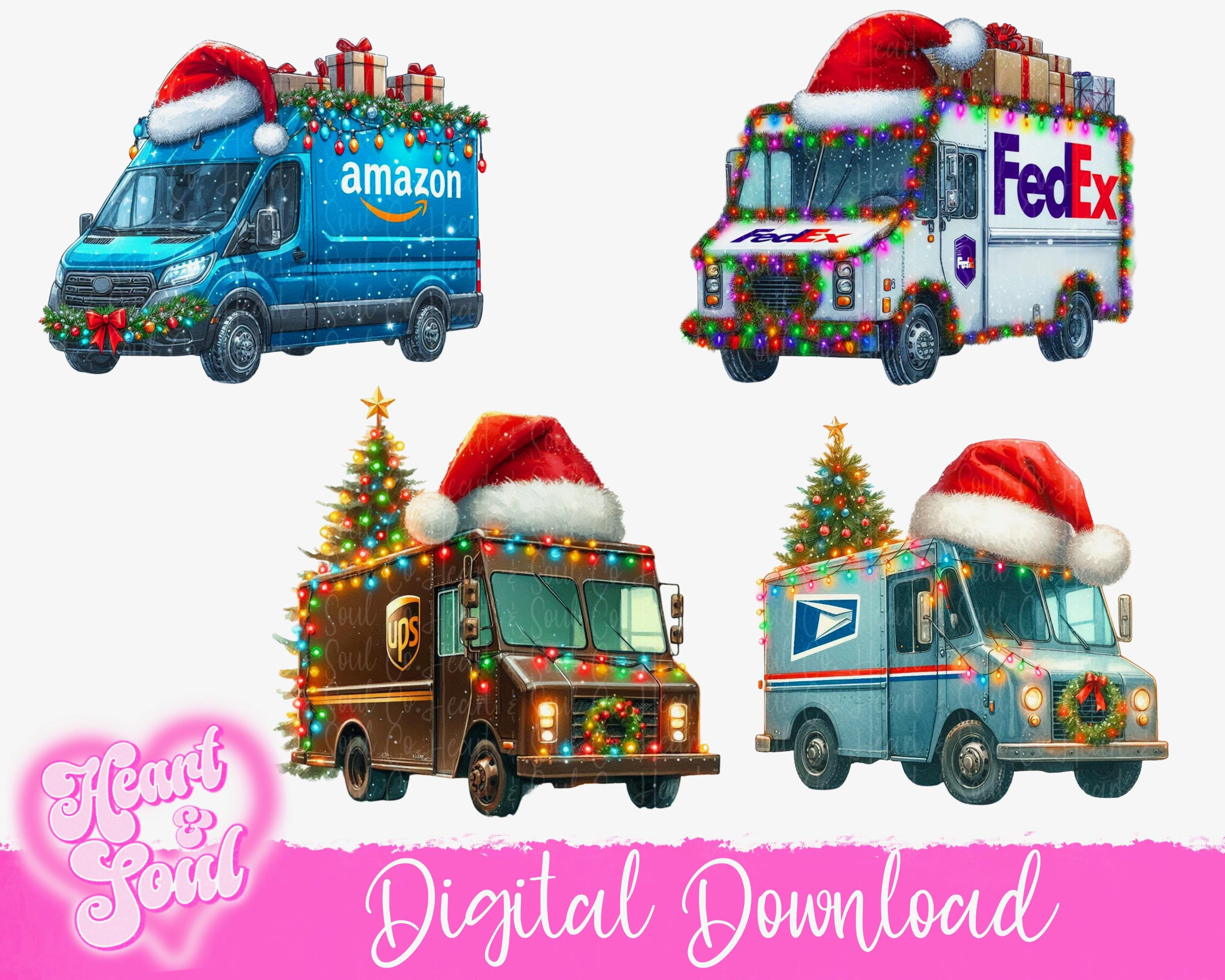 Christmas Delivery Trucks PNG- Tis The season Christmas Delivery Truck- Mail Trucks Png- Christmas Mail Truck Png- Christmas Presents Png