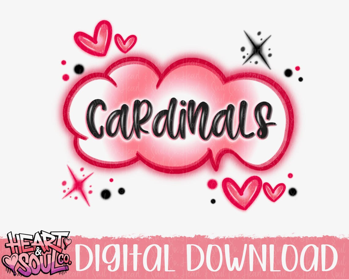 Cardinals Png- Red Cardinals Airbrush PNG- Game Day Png- School Spirit ...