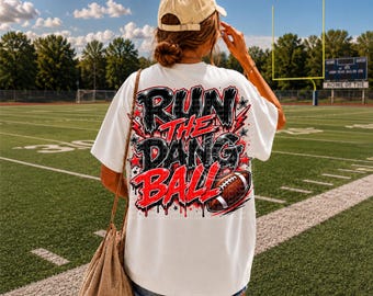 Run the dang ball png-football game day png- Football mom shirt design-red black football png-Digital download