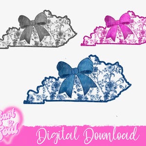 Kentucky Floral PNG- Kentucky Outline PNG- Chinoiserie PNG- Digital Download (Bundle of 3)