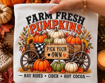 Farm fresh pumpkins png- pumpkin patch png- vintage pumpkin wagon png-digital download