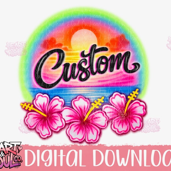 Benutzerdefinierte handgezeichnete Airbrush Name Tropischer Sonnenuntergang png-Benutzerdefinierte Airbrush Text Png- Benutzerdefinierte Airbrush Namen Png- Digitale Airbrush Png- Airbrush Png