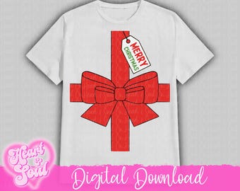 Christmas Present Shirt Design- Christmas Bow Png- Merry Christmas Bow Png Digital a download