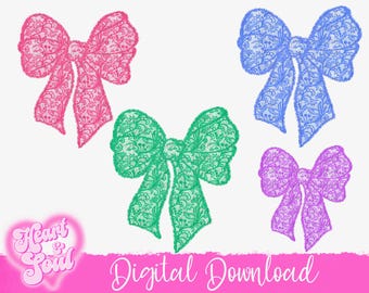 Paquete de PNG de lazos de encaje – Descarga digital Coquette