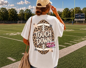 Touchdown PNG – Día de partido de fútbol americano con estampado de leopardo (descarga digital)