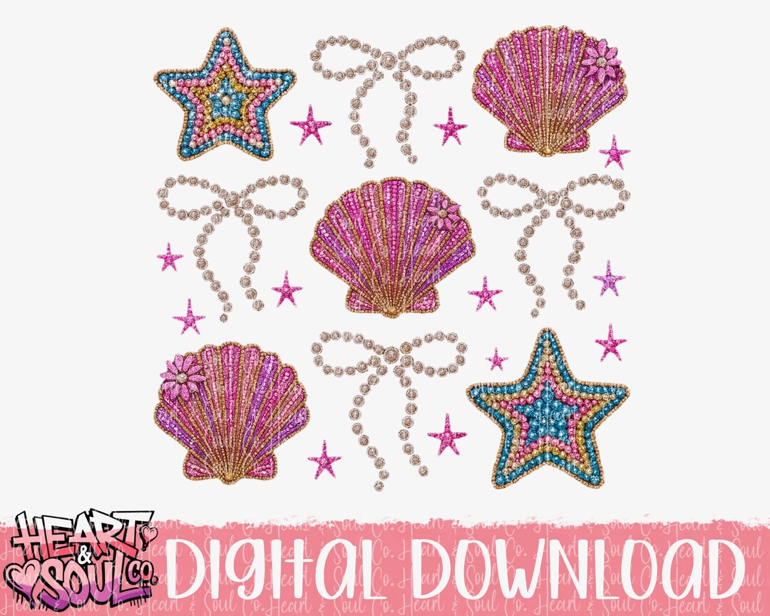 Rhinestone Seashell Coquette Png- Rhinetsone Seashell Png-digital ...