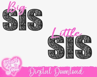 Big Sis Little Sis Matching PNG, Sister Clipart (Digital Download)
