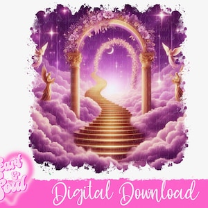 Purple Heaven Background PNG- Heaven Background Template png- Heart in Heaven- Purple Memorial PNG- Purple Memorial Template png-Digital