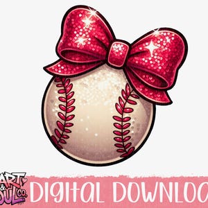 Baseball Coquette Bow Png-  Baseball Mom Png- Baseball - Baseball Png- Rhinestone PNG- Digital Download