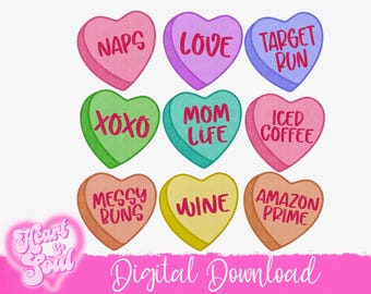 Mom Life Candy Hearts PNG – Valentine's Day Digital Download