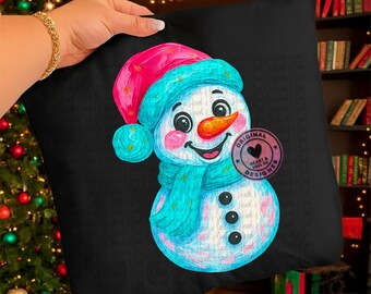 レトロな雪だるまPNG – ブラシストローククリスマスデジタルダウンロード