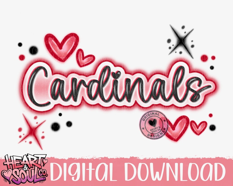 Cardinals Png- Red Cardinals Airbrush PNG- Game Day Png- School Spirit ...