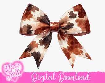 Cow Print Coquette Bow – Cowhide PNG, Digital Download