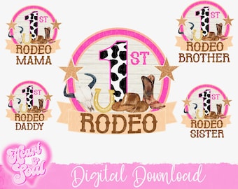 My First Rodeo Png- Family Bundle Png- 1st Rodeo Birthday Png- Digital Download