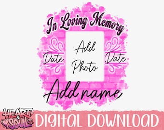 Modello PNG commemorativo con aerografo rosa – Fai da te in amorevole memoria (download digitale)