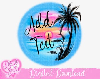 Sfondo con scena di spiaggia realizzato con aerografo – Modello PNG (download digitale)