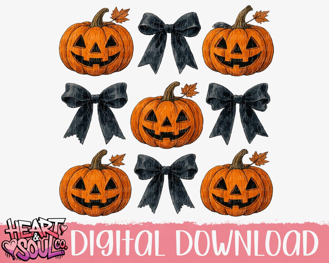 Pumpkin & Bow Coquette PNG – Halloween Clipart (digital Download) - Etsy