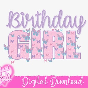 Butterfly Birthday Girl PNG- Digital Download