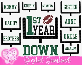 1st Year Down Football Family Png Bundle - Digital Download
