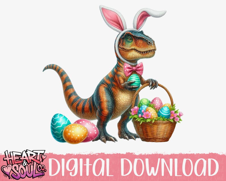 Easter Dinosaur Bunny Ears PNG – Eggs Graphic (digital Download) - Etsy