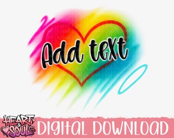Sfondo colorato a forma di cuore con aerografo – Modello PNG (download digitale)