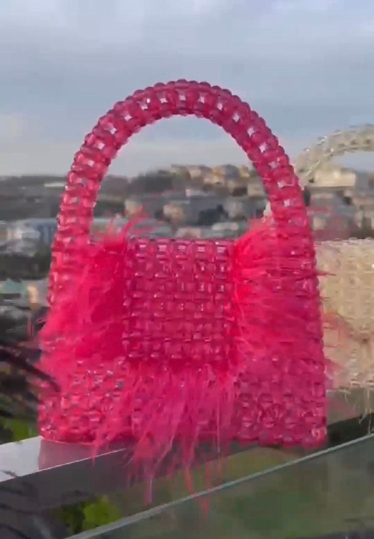 Glittery Black Feather Bead Bag, Christmas Gift Idea, Bridesmaid Gift