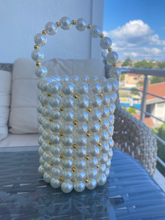 Handmade Pearl Bucket Bag Bridal Pearl Handbag Bridesmaid Gift