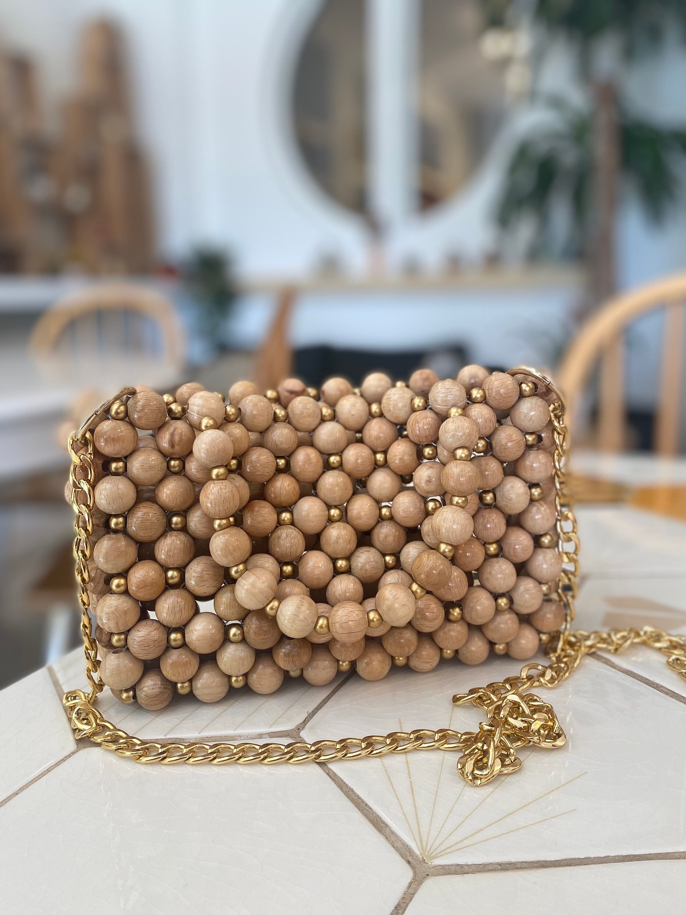 Wood Beaded Handbag, Bohomian Accessories, Naturel Bag, Handmade Shoulder  Bag, Gift Idea, Gift for Her, - Etsy