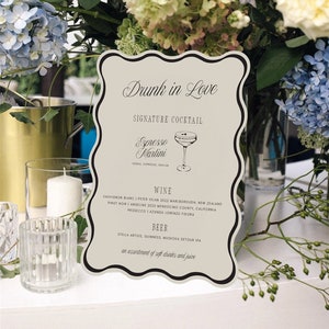 Retro Wavy Bar Sign | Wedding Bridal Shower Engagement Event | Digital or Printed | Digital or Printed | PVC Custom Colors