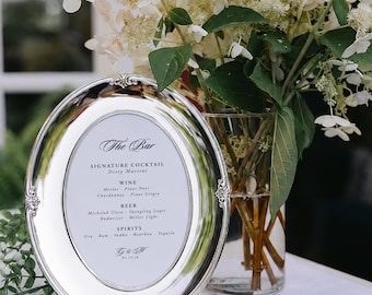 Oval Wedding Bar Sign for Silver Tray – Customizable PVC or Digital File