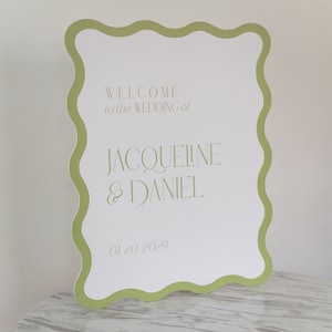 Wavy Welcome Sign Wedding Bridal Shower Engagement Event Digital or Printed 18x24 PVC Custom Colors Modern Wedding Sign image 6