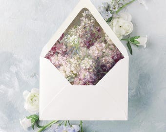 Floral Envelope Liner: Pink Purple Vintage Art (Digital Download)