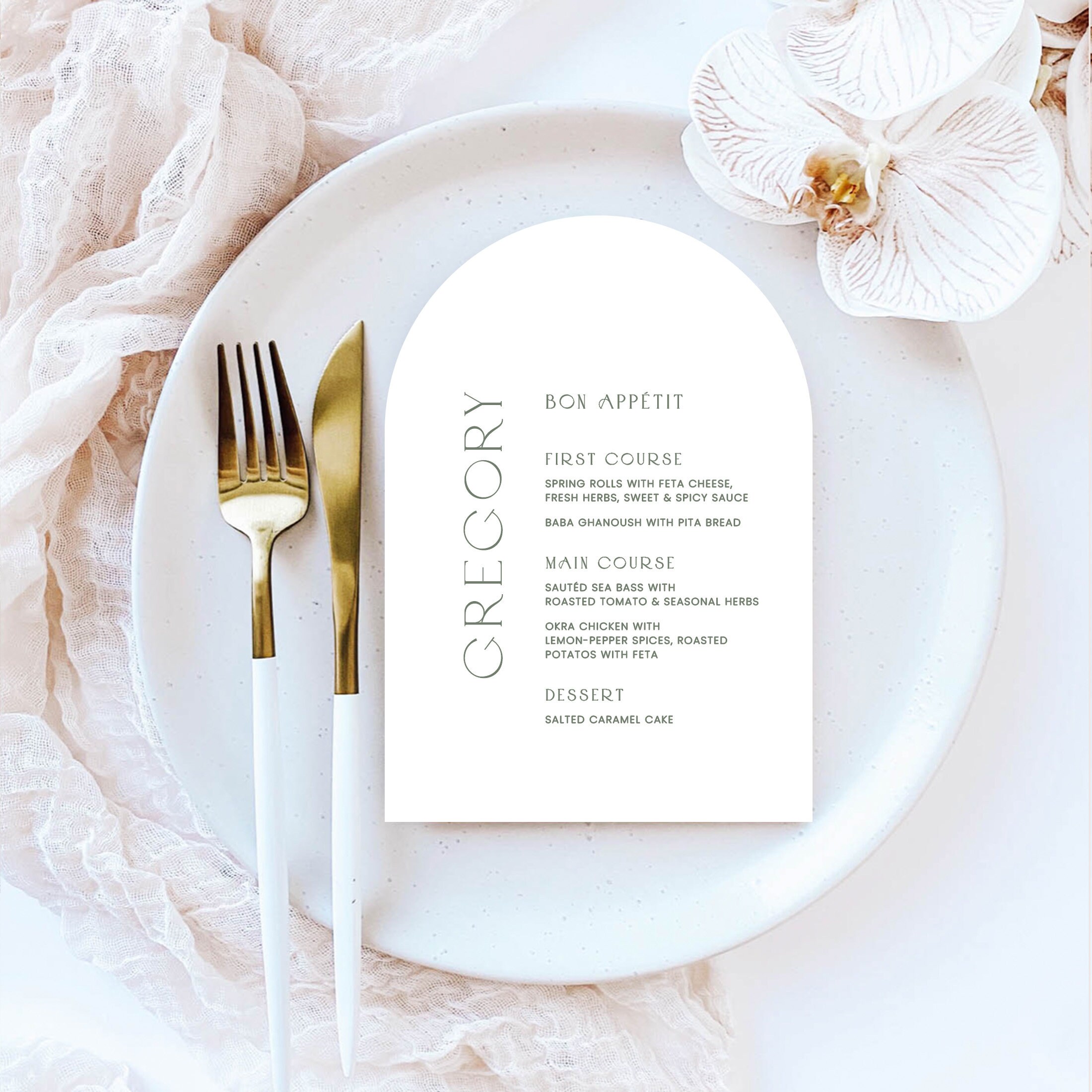 Arched Menus Personalized With Guest Names Modern Wedding Etsy