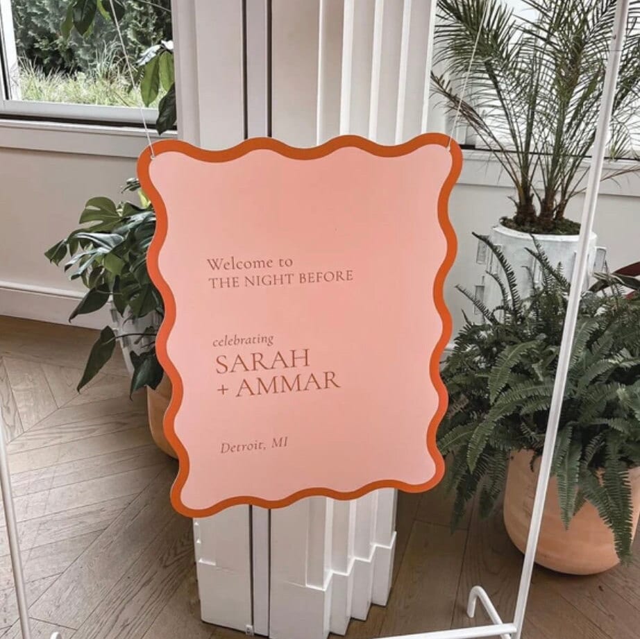 Wavy Wedding Welcome Sign: Custom PVC, Modern Event Decor (digital or ...