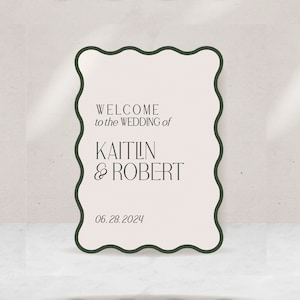 Wavy Welcome Sign Wedding Bridal Shower Engagement Event Digital or Printed 18x24 PVC Custom Colors Modern Wedding Sign image 2