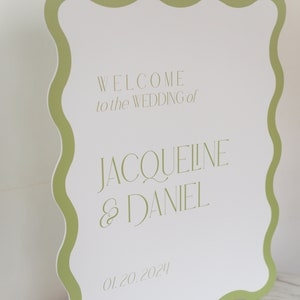 Wavy Welcome Sign Wedding Bridal Shower Engagement Event Digital or Printed 18x24 PVC Custom Colors Modern Wedding Sign image 5