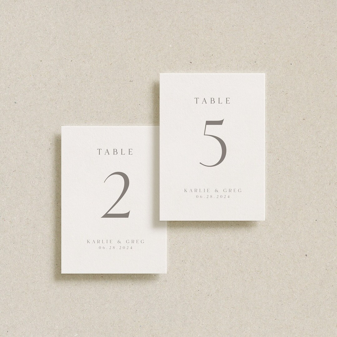 Personalized Table Numbers: Modern Classic, Textured Card Stock ...