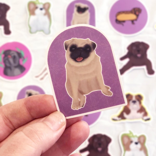 Pattern purple pug ~ Vinyl sticker.